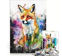 Puzzle per adulti da 1000 pezzi con dipinto ad acquerello di una volpe, gioco pratico, difficile e stimolante, ideale come regalo per tutta la famiglia 38x52cm