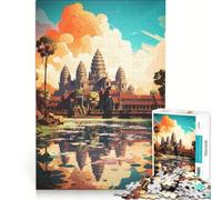 Puzzle per adulti da 1000 pezzi con dipinto ad olio di Angkor Wat, gioco pratico, ideale per passare il tempo durante le vacanze, per rafforzare l'amore di coppia 50x75cm