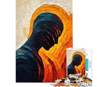 Puzzle per adulti da 1000 pezzi con dipinto astratto ︰ Puzzle blu e arancione per adulti Gioco pratico Decorazione per la casa compleanni e occasioni speciali (Dimensioni 38x26cm)