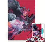 Puzzle per adulti da 1000 pezzi con dipinto astratto su sfondo rosso, gioco pratico, ideale per passare il tempo durante le vacanze a casa e per rafforzare l'amore di coppia 38x26cm
