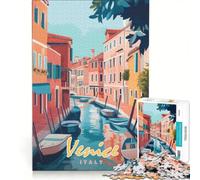 Puzzle per adulti da 1000 pezzi con dipinto del canale di Venezia giocattolo educativo difficile con Babbo Natale 50x75cm