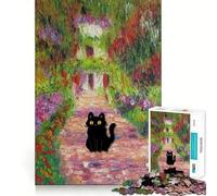 Puzzle per adulti da 1000 pezzi con dipinto del gatto nero di Monet Gioco dai bordi puliti,ideale per concentrarsi e costruire,perfetto per un gioco lento e divertente,regalo di Natale