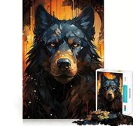 Puzzle per adulti da 1000 pezzi con dipinto del lupo nero,gioco di squadra stimolante,divertente e rilassante,ideale per il tempo libero a tema natalizio 50x75cm