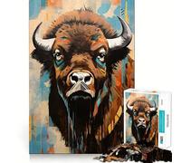 Puzzle per adulti da 1000 pezzi con dipinto di bisonte,taglio preciso,gioco stimolante per la mente,rilassante,regalo di Natale (50x75cm)