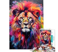 Puzzle per adulti da 1000 pezzi con dipinto di leone poster che stimola la mente decorazione murale antistress per maggiori di 14 anni (38x26cm)