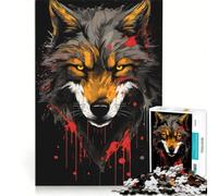 Puzzle per adulti da 1000 pezzi con dipinto di testa di lupo selvatico decorazione da parete attività divertente da fare in casa per rafforzare l'amore tra le coppie 38x26cm