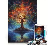 Puzzle per adulti da 1000 pezzi con dipinto di un albero celeste, gioco pratico, rilassante e stimolante per la mente, ideale come decorazione da scrivania 50x75cm