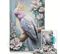 Puzzle per adulti da 1000 pezzi con dipinto di un cacatua in fiore, gioco rilassante, sfida impegnativa, per rafforzare l'amore tra le coppie 38x52cm