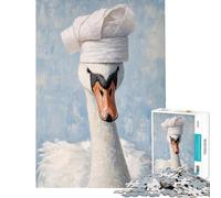 Puzzle per adulti da 1000 pezzi con dipinto di un cigno chef gioco pratico per passare il tempo durante le vacanze regalo di compleanno regalo (dimensioni 38x26cm)