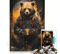 Puzzle per adulti da 1000 pezzi con dipinto di un giovane orso bruno giocattolo educativo ideale per passare il tempo durante le vacanze regalo per amici e familiari 38x52cm