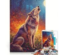 Puzzle per adulti da 1000 pezzi con dipinto di un lupo che ulula alla luna gioco per famiglie analisi e logica regalo per amici e parenti 38x26cm