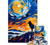 Puzzle per adulti da 1000 pezzi con dipinto di un lupo che ulula alla luna Gioco pratico di precisione ideale come regalo di compleanno o per occasioni speciali (dimensioni 38x52cm)