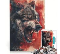 Puzzle per adulti da 1000 pezzi con dipinto di un lupo nero selvaggio gioco pratico rilassante e stimolante per la mente regalo di compleanno regalo di viaggio 50x75cm