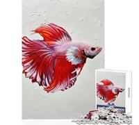 Puzzle per adulti da 1000 pezzi con dipinto di un pesce Betta rosso gioco per famiglie divertimento in famiglia giocattolo decorazione da parete adatto per la scrivania (38x52cm)