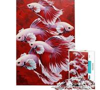 Puzzle per adulti da 1000 pezzi con dipinto di un pesce Betta su sfondo rosso Puzzle per adulti giochi per famiglie attività divertenti e impegnative da fare a casa (dimensioni 50x75cm)
