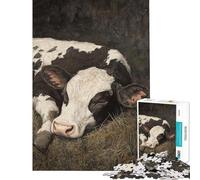 Puzzle per adulti da 1000 pezzi con dipinto di un vitello addormentato Gioco rilassante antistress ideale come regalo per tutta la famiglia (dimensioni 38x26cm)