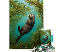 Puzzle per adulti da 1000 pezzi con dipinto di una lontra nella foresta di alghe Gioco interattivo per adulti decorazione perfetta compleanni e Natale (dimensioni 50x75cm)