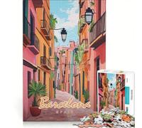 Puzzle per adulti da 1000 pezzi con dipinto di una strada di Barcellona, gioco impossibile, attività divertenti da fare in casa, regalo di Natale o compleanno 50x75cm