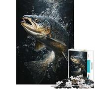 Puzzle per adulti da 1000 pezzi con dipinto di una trota che salta Puzzle per adulti decorazione da parete sfida impegnativa regalo di Natale o compleanno (dimensioni 50x75cm)