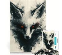 Puzzle per adulti da 1000 pezzi con dipinto di una volpe Kitsune nera,taglio netto e artistico,gioco divertente per la concentrazione,momento di relax,regalo di Natale divertente 38x26cm