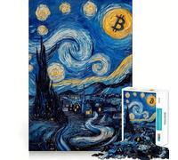 Puzzle per adulti da 1000 pezzi con dipinto "Notte stellata Bitcoin",incastro perfetto,gioco di logica,regalo,gioco lento,regalo di Natale (50x75cm)