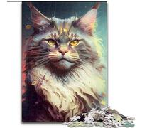 Puzzle per adulti da 1000 pezzi con disegno del gatto Maine Coon, ideale per decorare casa e ufficio, regalo perfetto per il compleanno (dimensioni 26x38cm)