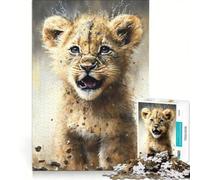Puzzle per adulti da 1000 pezzi con disegno di leone ad acquerello gioco per famiglie analisi e logica per rafforzare l'amore di coppia 50x75cm