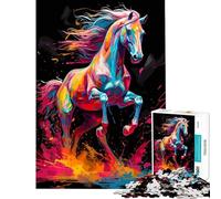 Puzzle per adulti da 1000 pezzi con disegno di un cavallo Poster che stimola l'allenamento cerebrale l'analisi e la logica Gioco pratico per ragazzi dai 14 anni in su (38x26cm)