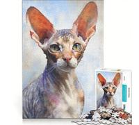 Puzzle per adulti da 1000 pezzi con disegno di un gatto Cornish Rex, giocattolo educativo, difficile e stimolante, per rafforzare l'amore tra le coppie 50x75cm