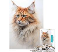Puzzle per adulti da 1000 pezzi con disegno di un gatto Maine Coon giocattolo educativo per l'apprendimento giochi per famiglie regalo di Babbo Natale segreto (dimensioni 38x52cm)