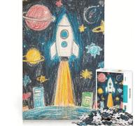 Puzzle per adulti da 1000 pezzi con disegno di un razzo spaziale gioco pratico analisi e logica regalo per amici e familiari 38x26cm