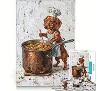 Puzzle per adulti da 1000 pezzi con divertente immagine di un cane chef, gioco per famiglie, analisi e logica, regalo per amici e parenti 38x52cm