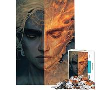 Puzzle per adulti da 1000 pezzi con doppio ritratto Puzzle Ghiaccio e Fuoco per adulti giocattolo fai da te ideale per le vacanze a casa un ottimo regalo per gli appassionati di videogiochi (38x52cm)