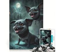 Puzzle per adulti da 1000 pezzi con Dracula e il carlino, decorazione da parete, perfetto per arredare la casa, con poster e foglio di curiosità abbinati 38x26cm