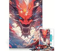 Puzzle per adulti da 1000 pezzi con drago al neon colorato in stile anime, rompicapo rilassante, evasione, modello da assemblare, regalo di Babbo Natale (38x52cm)