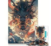 Puzzle per adulti da 1000 pezzi con drago al neon colorato in stile anime, rompicapo rilassante, evasione, modello da assemblare, regalo di Babbo Natale (38x52cm)