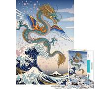 Puzzle per adulti da 1000 pezzi con drago alato e grande onda Gioco interattivo un'opera d'arte compleanno e Natale (dimensioni 38x52cm)
