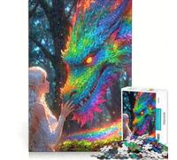 Puzzle per adulti da 1000 pezzi con drago arcobaleno e ragazza gioco rilassante allena la mente e la manualità compleanno e Natale 38x52cm