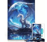 Puzzle per adulti da 1000 pezzi con drago bianco e luna,sfida mentale,taglio preciso,allineamento perfetto,divertimento serale in famiglia (50x75cm)