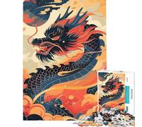 Puzzle per adulti da 1000 pezzi con drago Capodanno cinese gioco educativo sfida rilassante migliora la memoria regalo di compleanno (dimensioni 38x52cm)