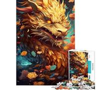 Puzzle per adulti da 1000 pezzi con drago cinese difficile e stimolante divertente gioco per ragazzi dai 14 anni in su (38x26cm)
