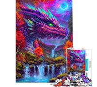 Puzzle per adulti da 1000 pezzi con drago colorato cascata e paesaggio fantastico Puzzle ideale per vacanze a casa per passare il tempo per compleanni Natale 38x52cm