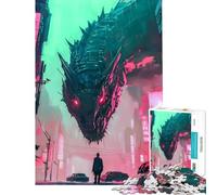 Puzzle per adulti da 1000 pezzi con drago cyberpunk difficile e stimolante gioco educativo e pratico per ragazzi dai 14 anni in su (38x52cm)