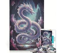Puzzle per adulti da 1000 pezzi con drago di cristallo nella grotta, gioco pratico, ideale per passare il tempo durante le vacanze, con poster e foglio di curiosità abbinati 38x52cm