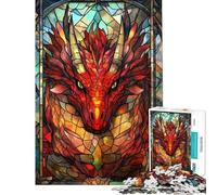 Puzzle per adulti da 1000 pezzi con drago e effetto vetrata Gioco interattivo sfida impegnativa ideale come regalo per tutta la famiglia (dimensioni 38x26cm)