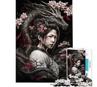 Puzzle per adulti da 1000 pezzi con drago e geisha giocattolo fai-da-te per adulti ideale per passare il tempo durante le vacanze o come regalo per gli appassionati di videogiochi (dimensioni 38x52cm)