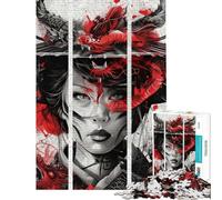 Puzzle per adulti da 1000 pezzi con drago geisha e samurai ideale per rilassarsi a casa per compleanni Natale 38x52cm