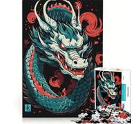 Puzzle per adulti da 1000 pezzi con drago giapponese, giocattolo educativo, da assemblare, collezione d'artista, belle arti 38x52cm