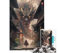Puzzle per adulti da 1000 pezzi con drago in un villaggio Edo gioco educativo e stimolante ideale per il relax e le attività in famiglia regalo di compleanno (dimensioni 50x75cm)