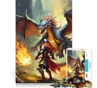 Puzzle per adulti da 1000 pezzi con drago nero e cavaliere,dai bordi netti,gioco di costruzione che favorisce la concentrazione,divertimento a gioco lento,regalo di Natale per il tempo libero 38x26cm